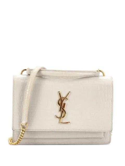 Sunset Top Handle Chain Wallet Crocodile Embossed Leather crossbody bag by SAINT LAURENT 