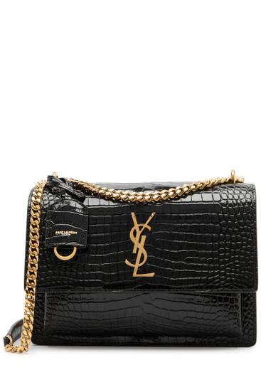 Sunset crocodile-effect patent leather shoulder bag by SAINT LAURENT