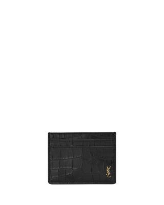 Tiny Cassandre Card Case in Crocodile-embossed Matte Leather by SAINT LAURENT