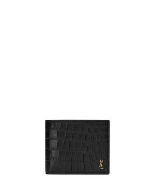 Tiny Cassandre East/West Wallet in Crocodile-Embossed Matte Leather by SAINT LAURENT