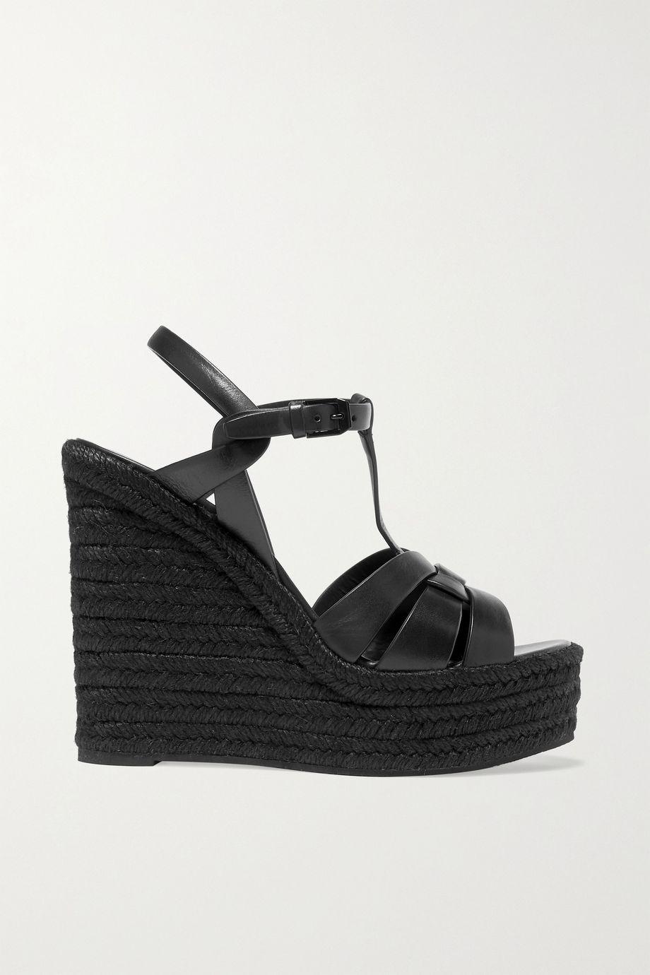 Tribute woven leather espadrille wedge sandals by SAINT LAURENT