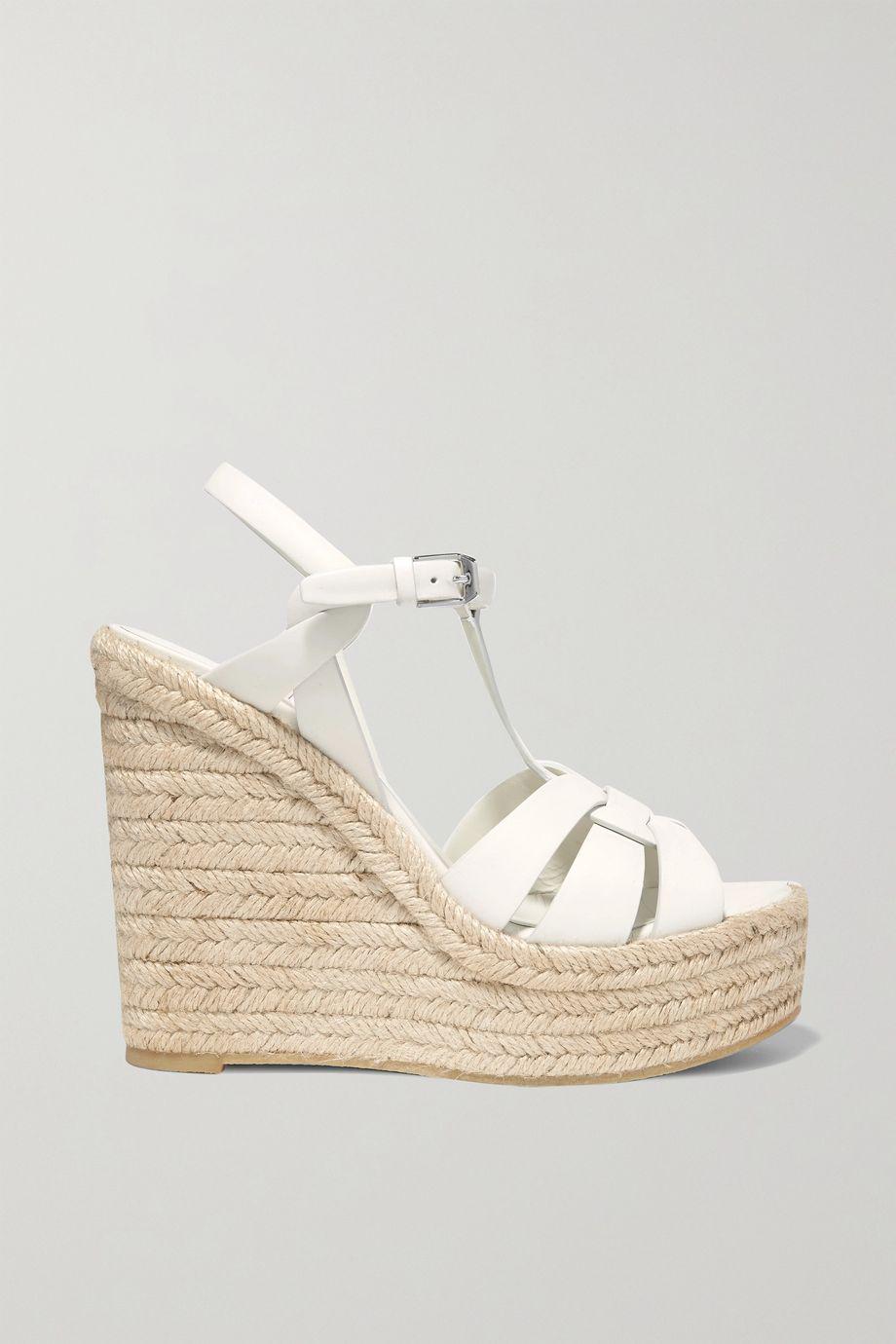 Tribute woven leather espadrille wedge sandals by SAINT LAURENT