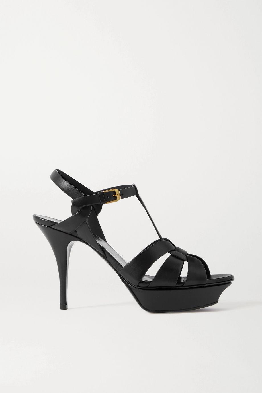 Tribute woven leather platform sandals by SAINT LAURENT