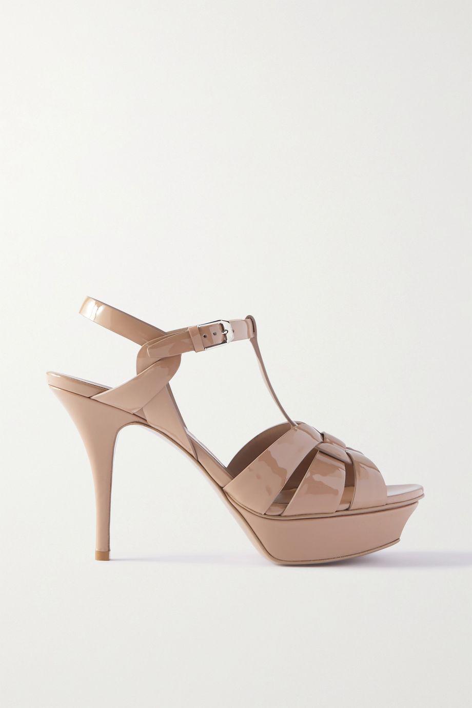 Tribute woven patent-leather platform sandals by SAINT LAURENT