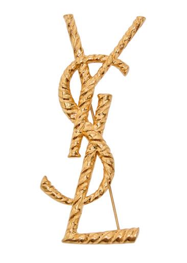 Twisted texture metal brooch by SAINT LAURENT