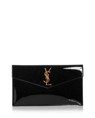 Uptown Clutch In Patent Leather by SAINT LAURENT