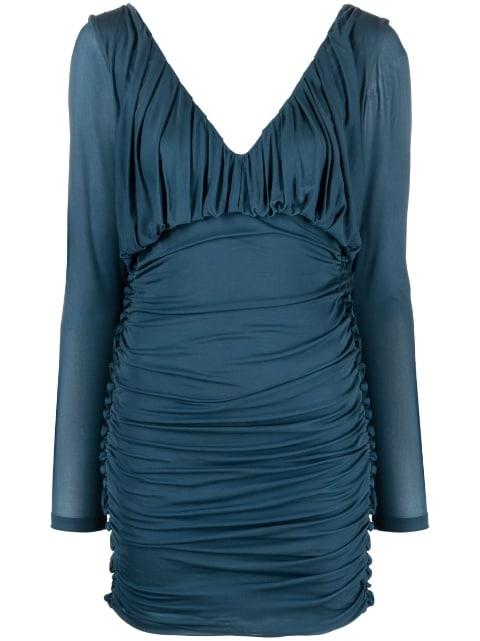 V-neck draped mini dress by SAINT LAURENT