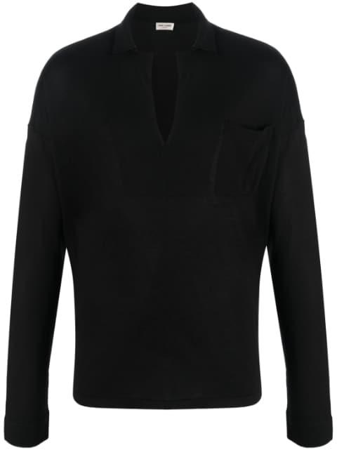 V-neck long-sleeve sweatshirt by SAINT LAURENT