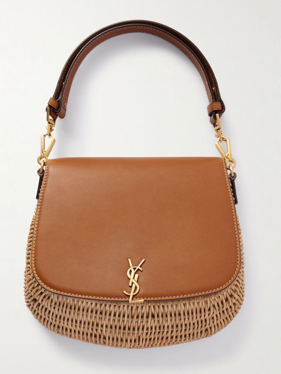 Voltaire Top Handle leather-trimmed bamboo shoulder bag by SAINT LAURENT