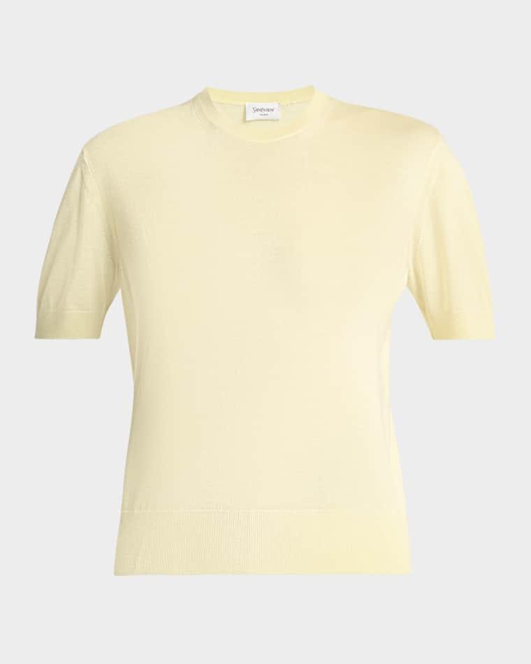 Wool-Cashmere Short-Sleeve Top by SAINT LAURENT