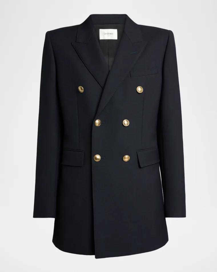 Wool Gabardine Double-Breasted Jacket by SAINT LAURENT