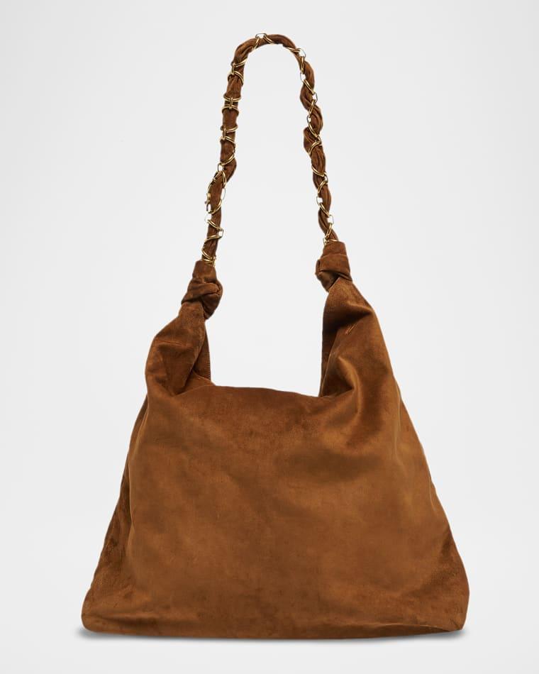 YSL Chain-Embellished Suede Shoulder Bag by SAINT LAURENT