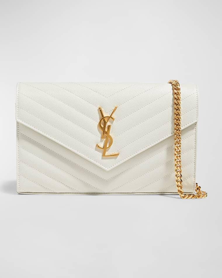 YSL Monogram Large Wallet on Chain in Grained Leather by SAINT LAURENT