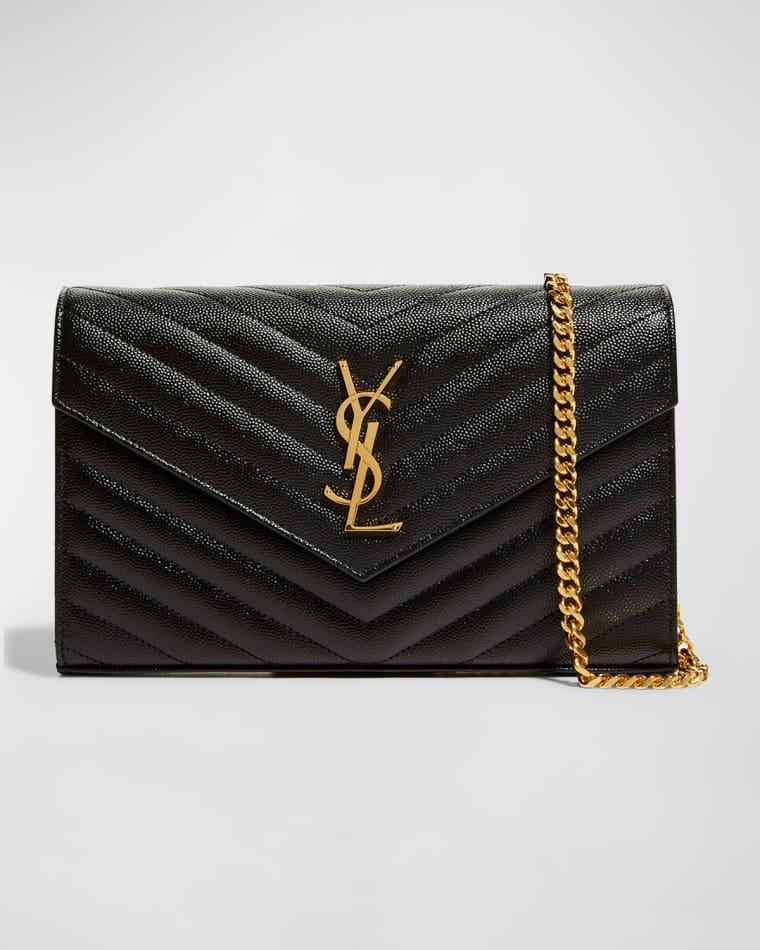 YSL Monogram Large Wallet on Chain in Grained Leather by SAINT LAURENT