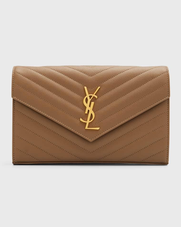 YSL Monogram Large Wallet on Chain in Grained Leather by SAINT LAURENT