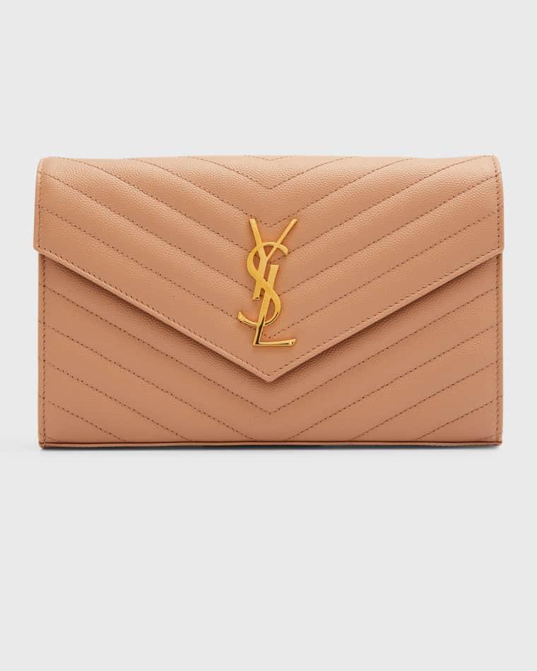 YSL Monogram Large Wallet on Chain in Grained Leather by SAINT LAURENT