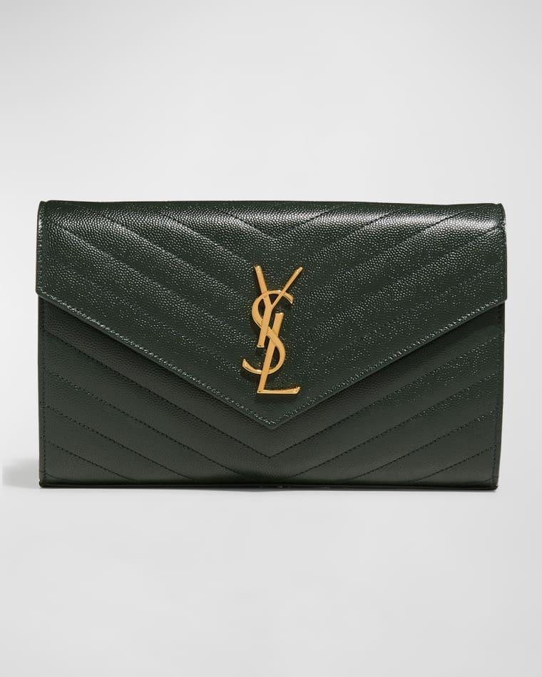 YSL Monogram Large Wallet on Chain in Grained Leather by SAINT LAURENT
