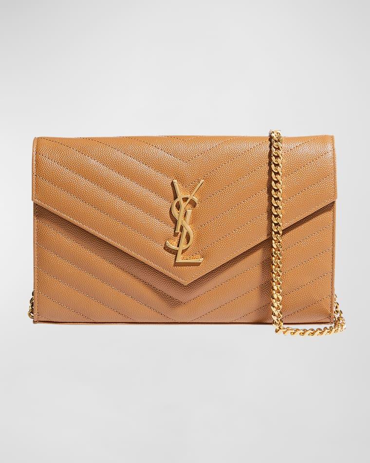 YSL Monogram Large Wallet on Chain in Grained Leather by SAINT LAURENT