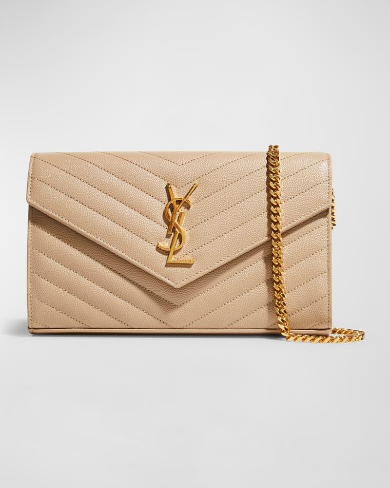 YSL Monogram Large Wallet on Chain in Grained Leather by SAINT LAURENT