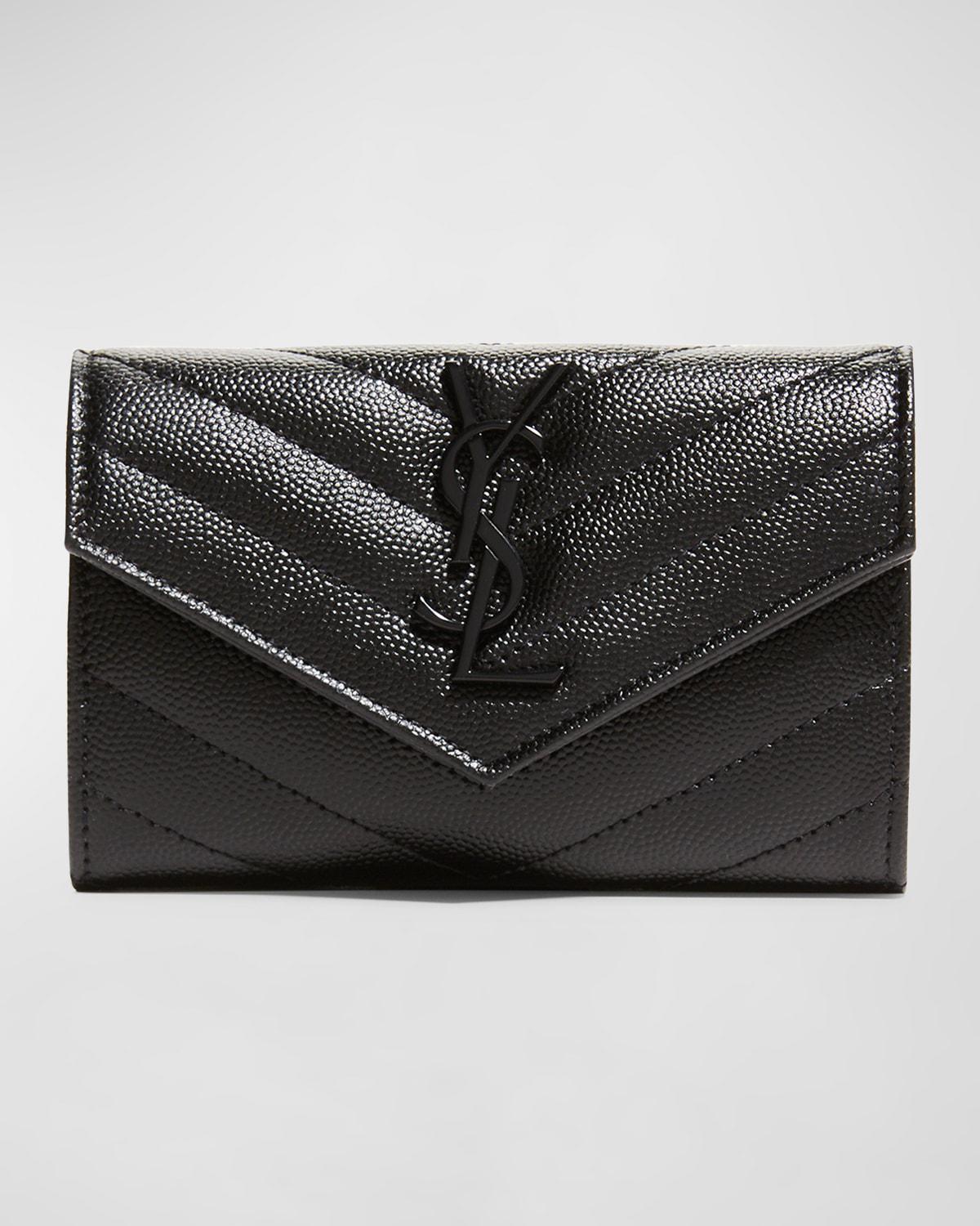 YSL Monogram Small Flap Wallet in Grained Leather by SAINT LAURENT YSL Monogram Small Flap Wallet in Grained Leather by SAINT LAURENT