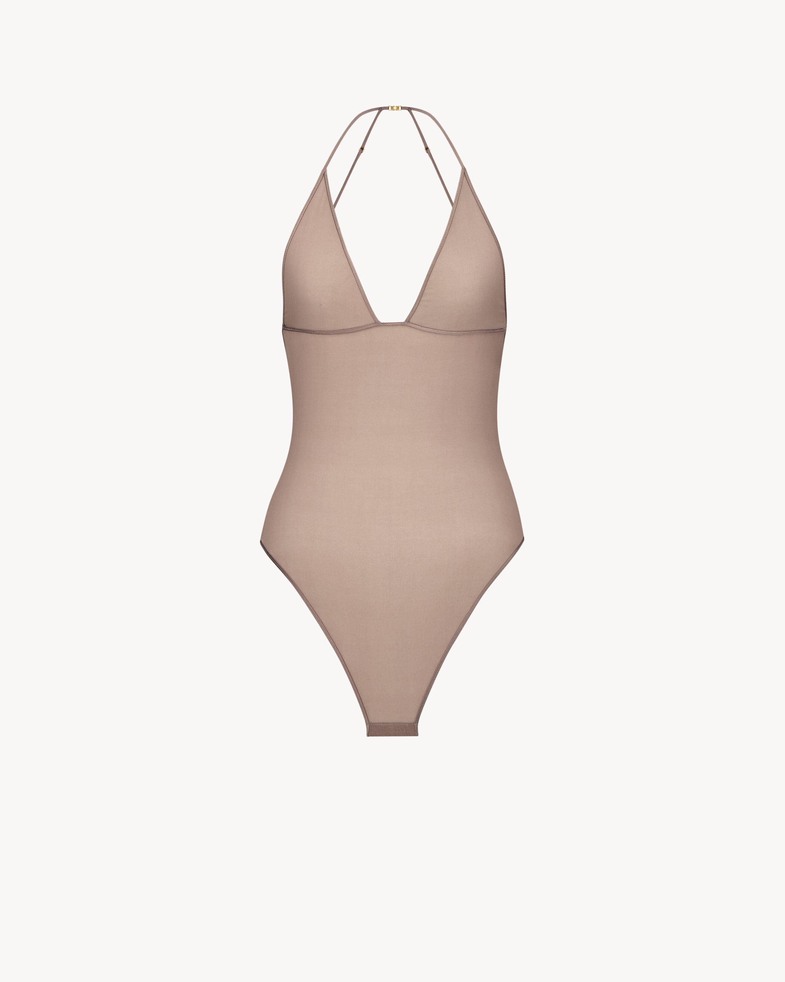 backless bodysuit in stretch silk muslin by SAINT LAURENT