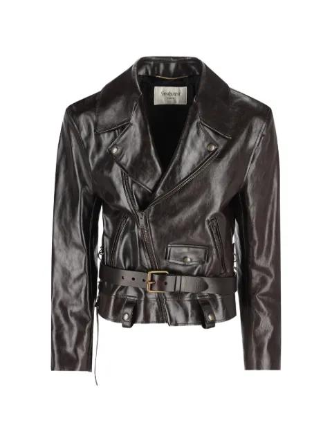 belted leather jacket by SAINT LAURENT