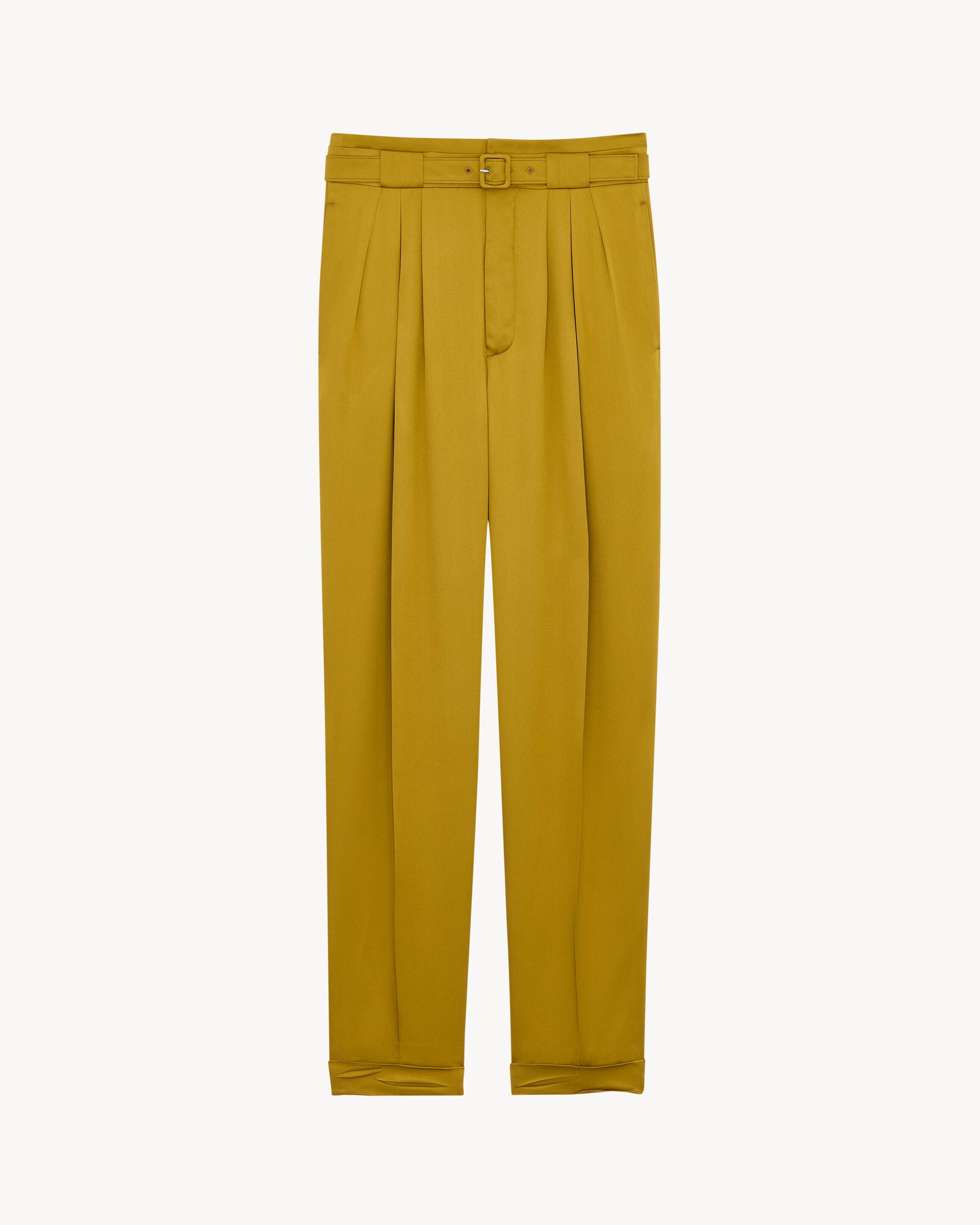 belted pants in silk duchess satin by SAINT LAURENT
