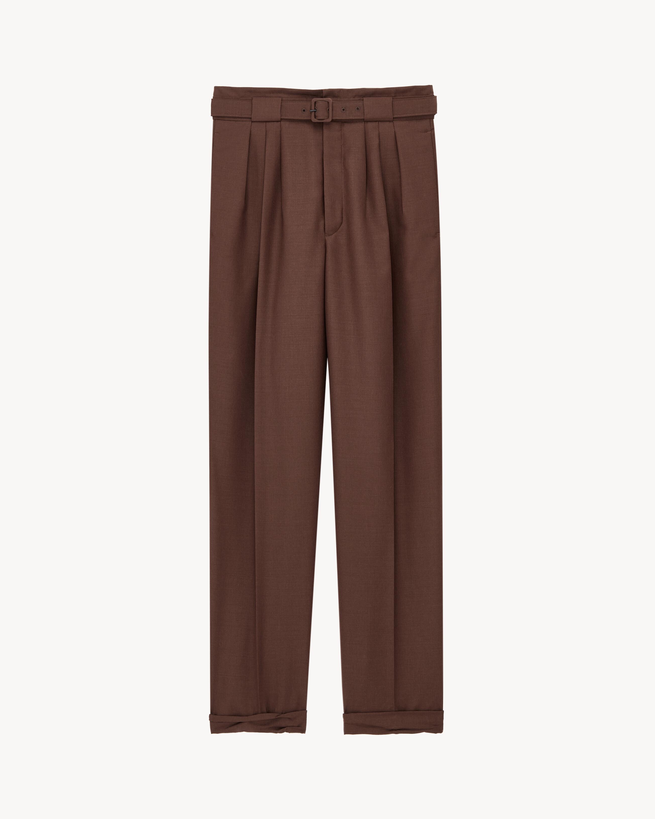 belted pants in wool and mohair by SAINT LAURENT