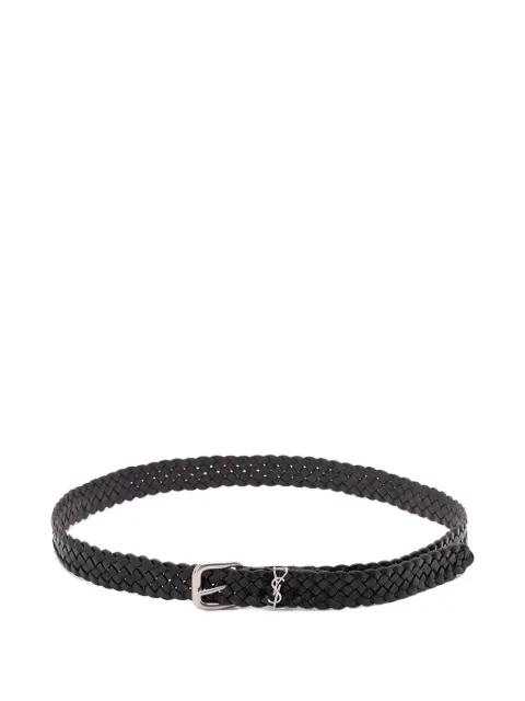 braided buckle leather belt by SAINT LAURENT