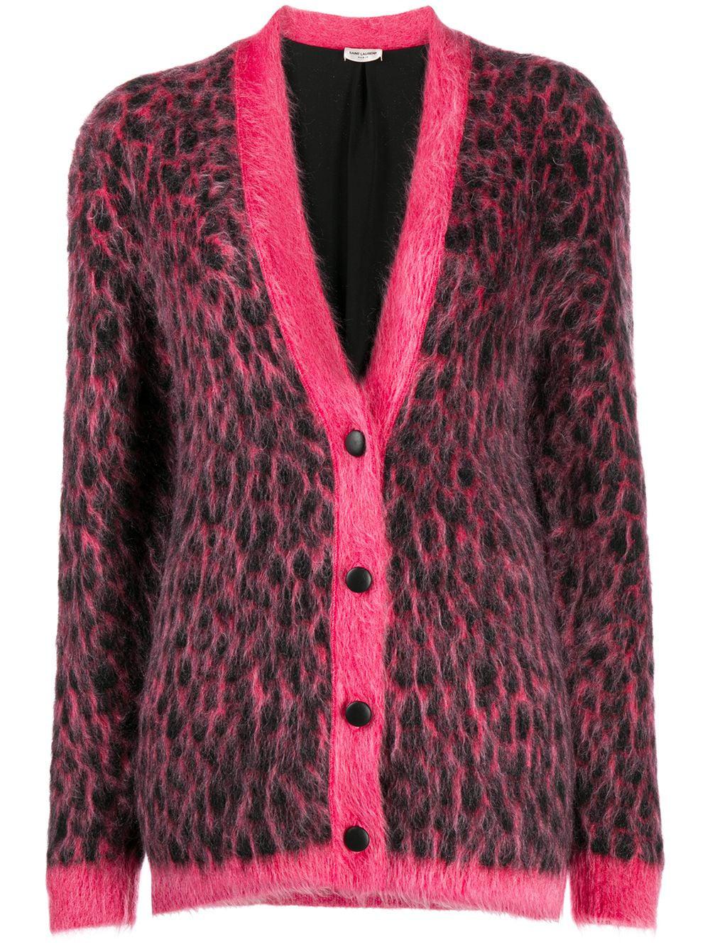 brushed leopard-print wool cardigan by SAINT LAURENT