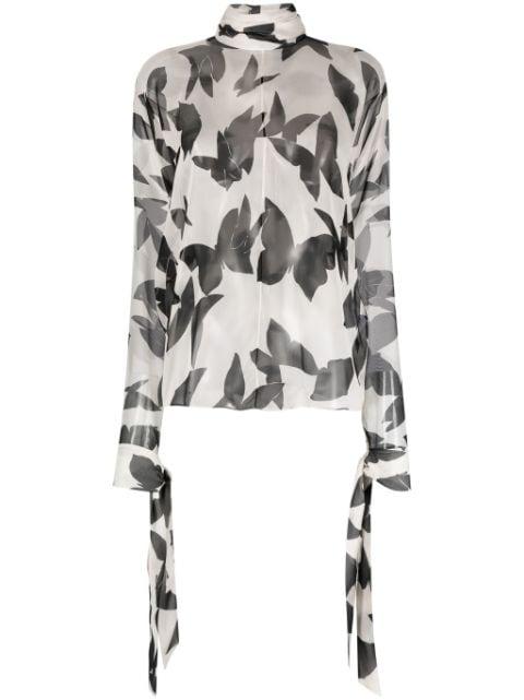 butterfly-print silk blouse by SAINT LAURENT