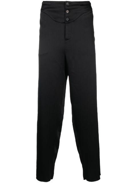 buttoned silk tapered trousers by SAINT LAURENT