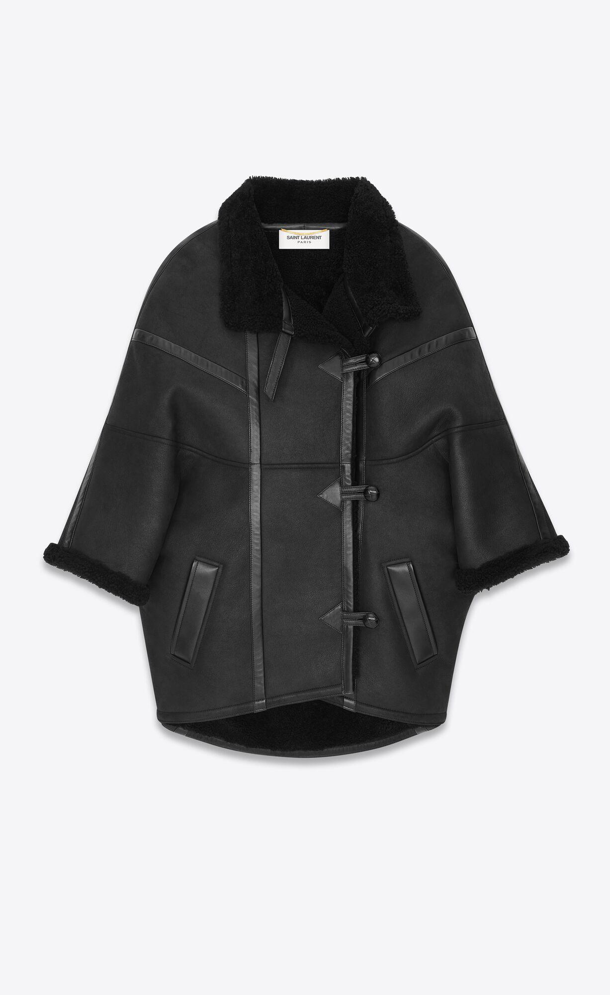 cape in shearling by SAINT LAURENT