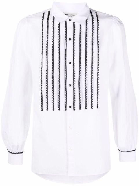 contrasting lace-detail shirt by SAINT LAURENT