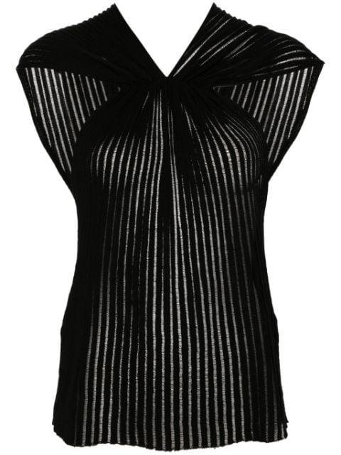 criss-cross ribbed blouse by SAINT LAURENT