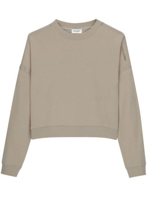 cropped cotton sweater by SAINT LAURENT