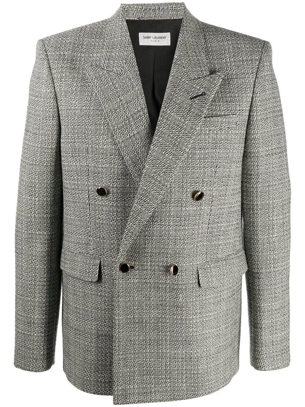 deconstructed check double-breasted blazer by SAINT LAURENT