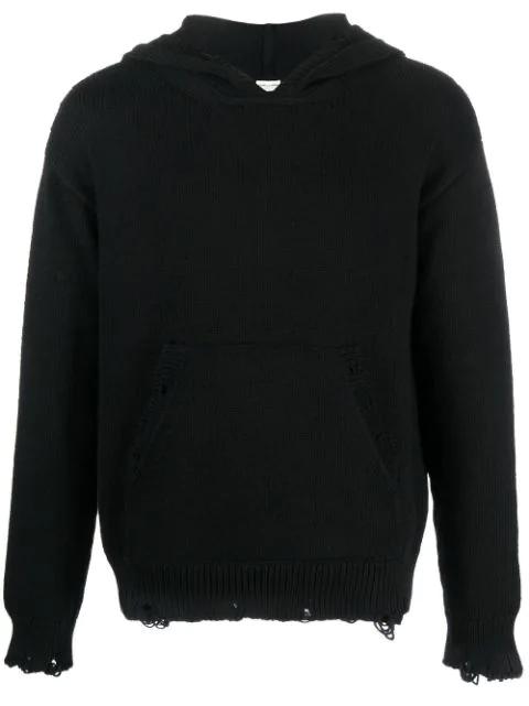 distressed knitted hoodie by SAINT LAURENT