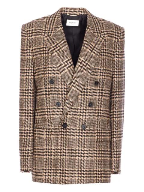 double-breasted check blazer by SAINT LAURENT