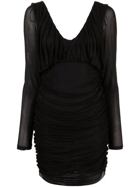 draped V-neck minidress by SAINT LAURENT