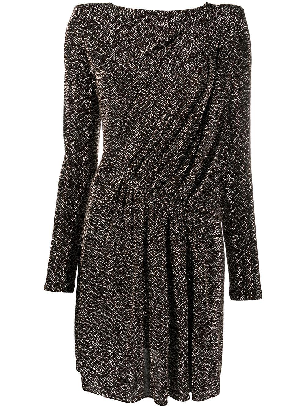 draped metallic padded-shoulder dress by SAINT LAURENT