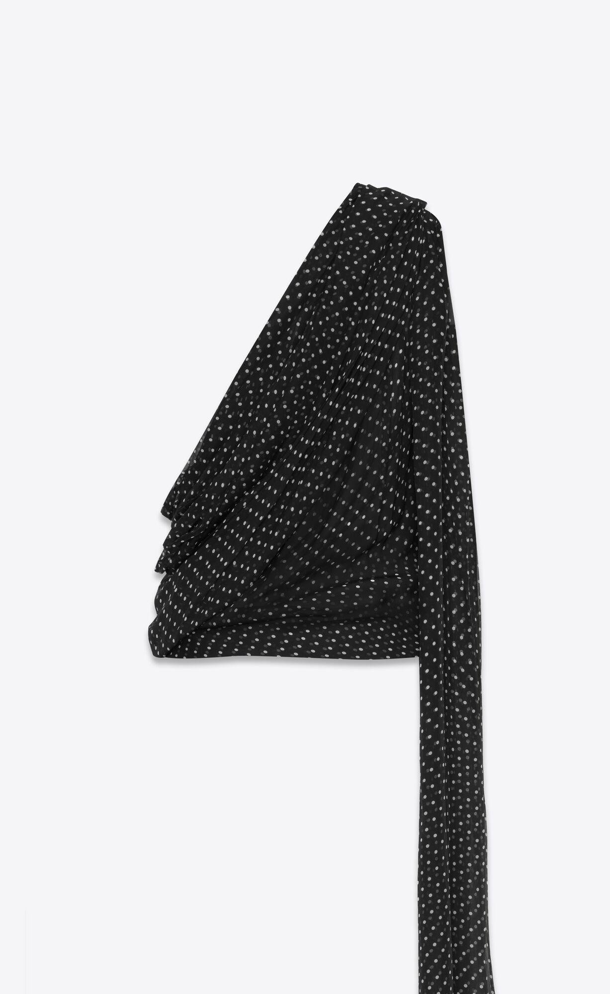 draped one-shoulder top in dotted silk muslin by SAINT LAURENT