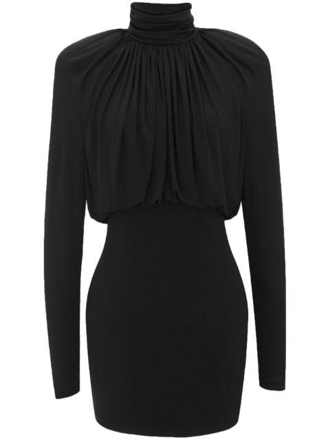 draped-panel crepe mini dress by SAINT LAURENT
