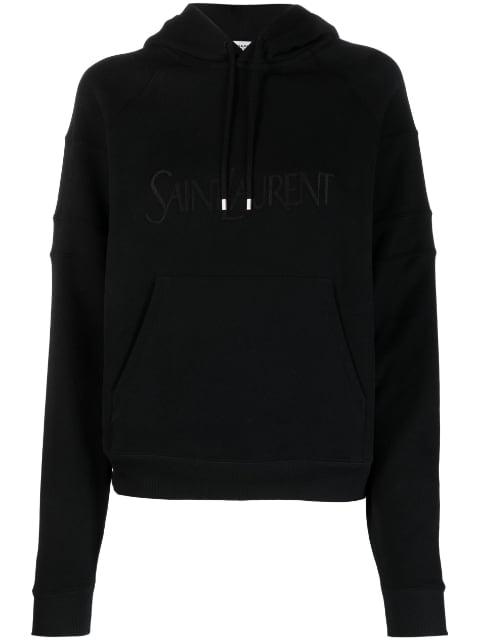 embroidered-logo cotton hoodie by SAINT LAURENT