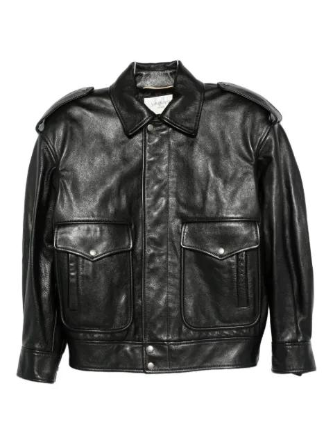 flap-pocket leather jacket by SAINT LAURENT