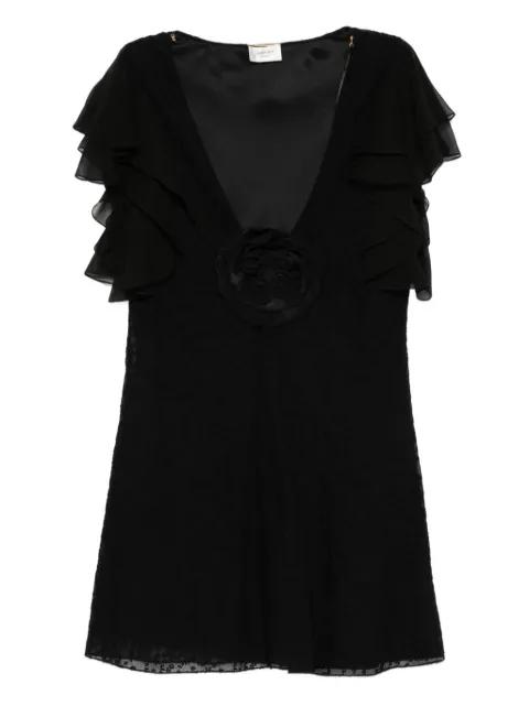 flower-brooch mini dress by SAINT LAURENT