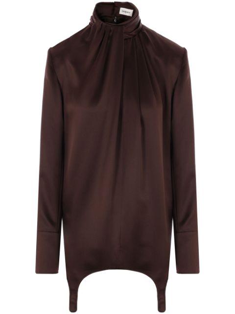 garter-detail silk blouse by SAINT LAURENT