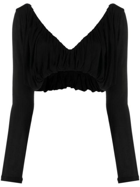 gathered jersey cropped top by SAINT LAURENT
