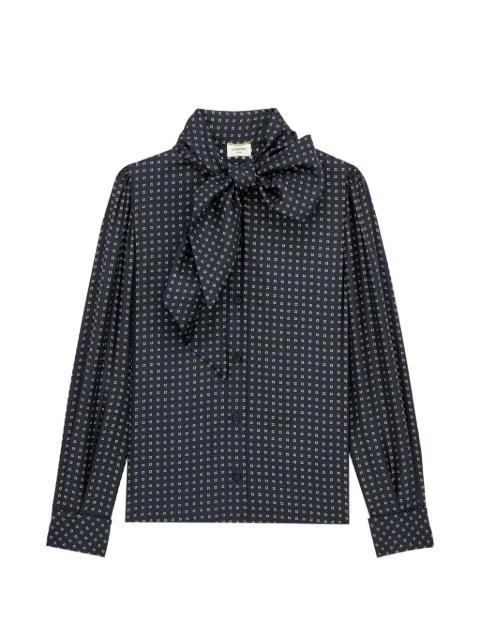 geometric-print pussy-bow blouse by SAINT LAURENT