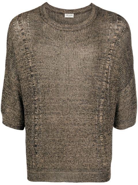 half-sleeve knitted top by SAINT LAURENT